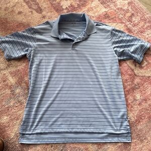 adidas Golf Men's Light Blue Striped Polo Shirt Short Sleeve 100% Polyester M